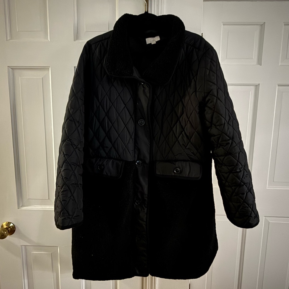 Women's Black Sherpa/Quilted Barn Coat